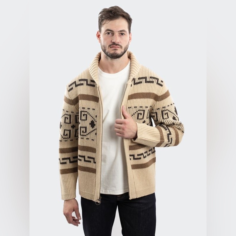 Pendleton Beige and Brown Patterned Cardigan